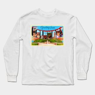 Greetings from Columbus, Ohio - Vintage Large Letter Postcard Long Sleeve T-Shirt